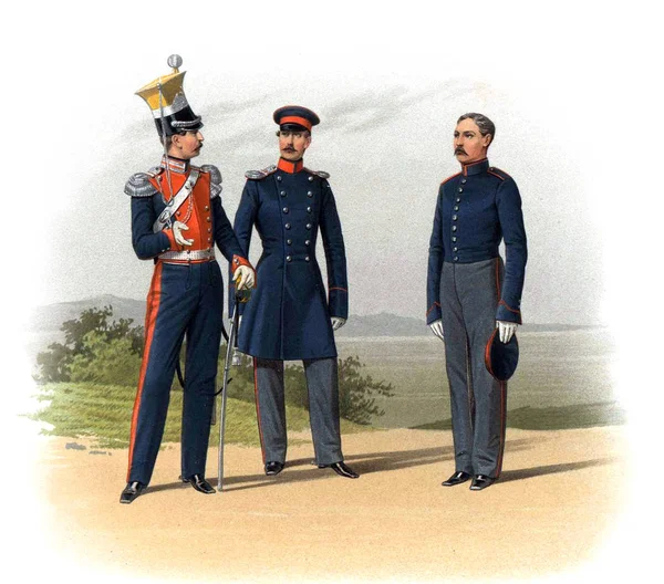 Uma velha imagem dos oficiais e soldados do Império Russo . — Fotografia de Stock