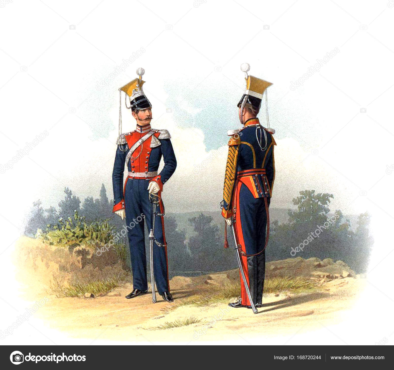 Une Vieille Photo Des Officiers Et Des Soldats De Lempire - 