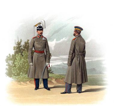 Subay ve askerler Rus İmparatorluğu'nun eski bir resim.