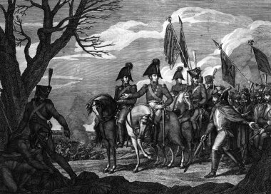 Fransa ve Rusya arasındaki savaş Muharebesi oyma.