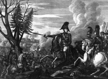 Fransa ve Rusya arasındaki savaş Muharebesi oyma.