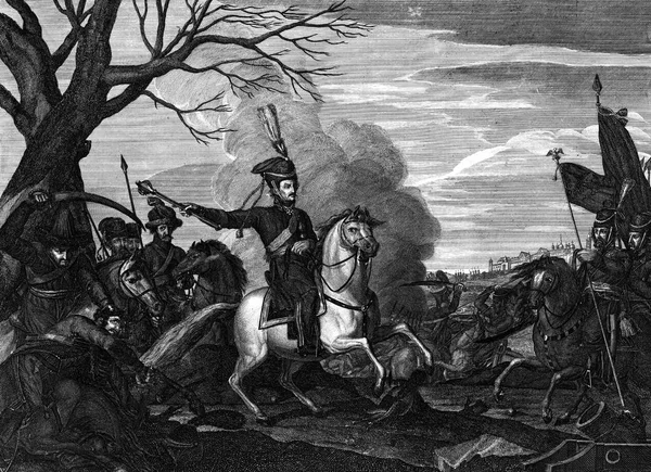 Fransa ve Rusya arasındaki savaş Muharebesi oyma.