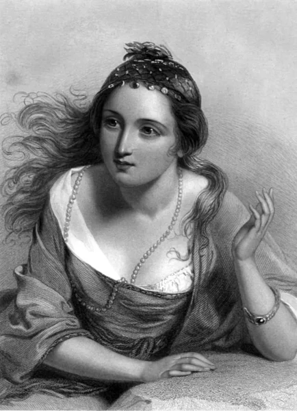 Vintage illustration of a beautiful girl. — Stock Photo, Image