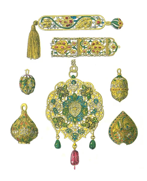 Knapphål, knappar och andra dekorationer av de kungliga caftans. — Stockfoto