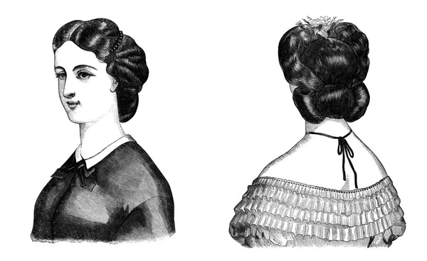 Retro engraving. Hairstyles — Stock Photo, Image