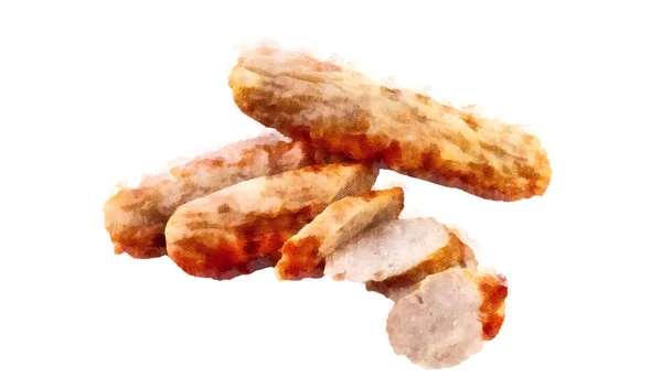 Sausages Painted White Background — ストック写真