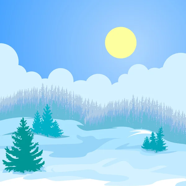 Carte de Noël paysage d'hiver . — Image vectorielle