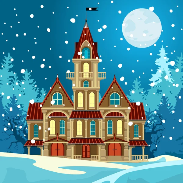 Hermoso castillo en el bosque . — Vector de stock