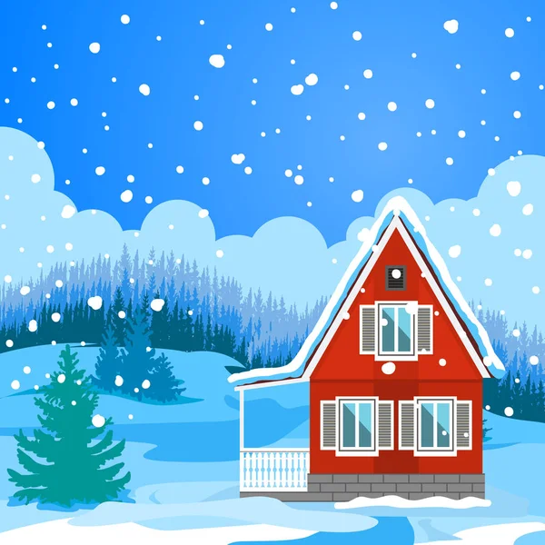 Paysage hivernal idyllique — Image vectorielle