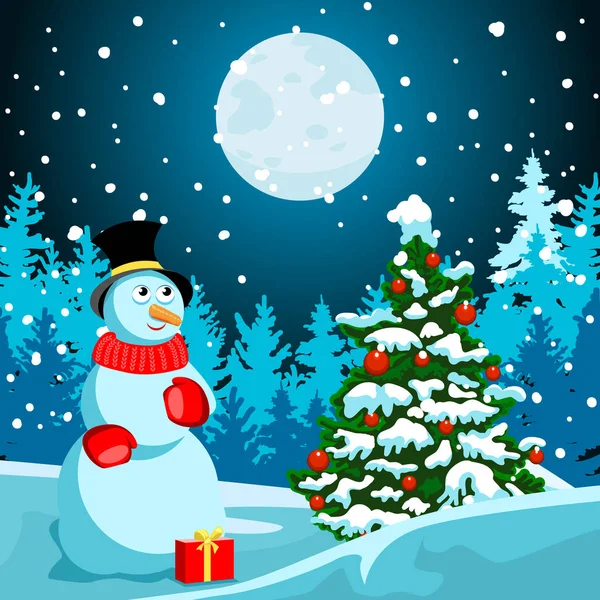Paysage hivernal. La nuit de Noël. Nouvel An s Eve . — Image vectorielle