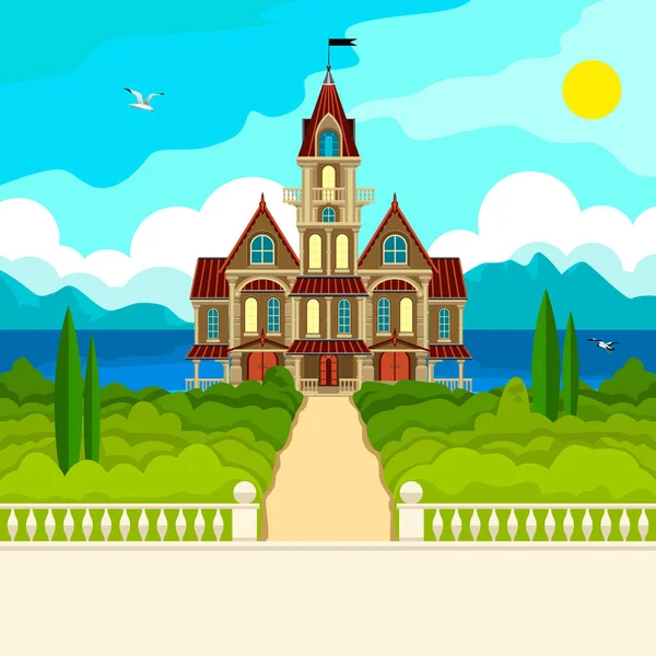 Paysage sud et château Illustration De Stock