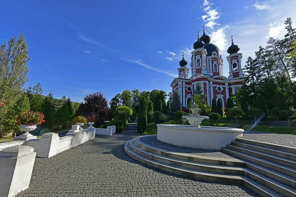 Autumn Walk Church Park Church Attendance Religious Worship — Stock Photo, Image