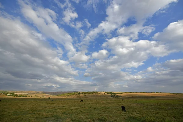 Beau Paysage Campagne Dans Les Montagnes Coucher Soleil — Photo