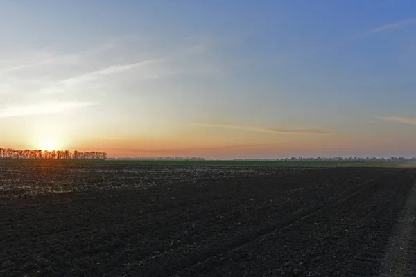 Bela Paisagem Rural Paisagens Outono Pôr Sol — Fotografia de Stock