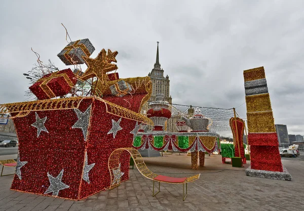 Addobbi Dell Albero Natale Decorazioni Una Varietà Alberi Natale Decorati — Foto Stock