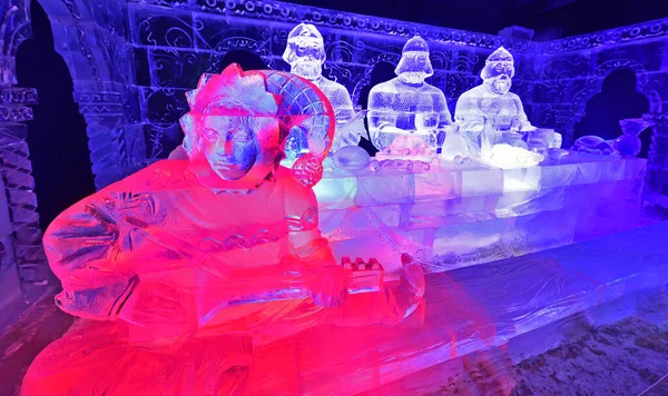 Sculptures Sur Glace Réalisées Sur Différents Sujets Périodes Historiques — Photo