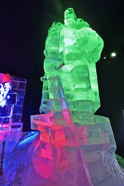 Ice Sculptures Made Various Subjects Historical Periods Time — Stock Photo, Image