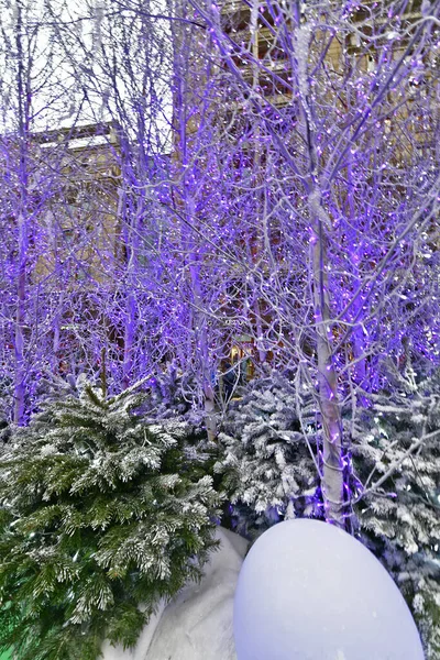 Addobbi Dell Albero Natale Decorazioni Una Varietà Alberi Natale Decorati — Foto Stock