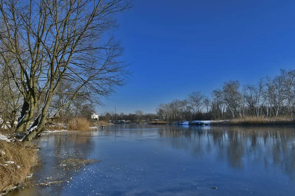 Paisaje Invernal Parque Ocio Urbano — Foto de Stock