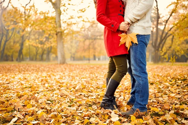 Romantiek in de herfst in het park — Stockfoto