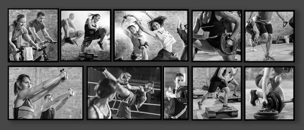 Collage of sport photos with people — Stock Photo, Image