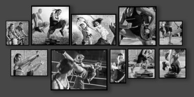insanlarla spor fotoğrafları kolaj bir
