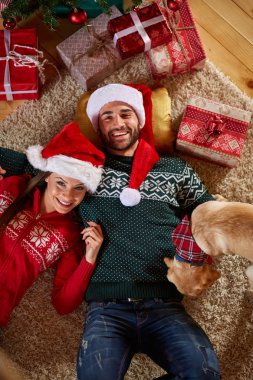 Noel ağacının altında zevk