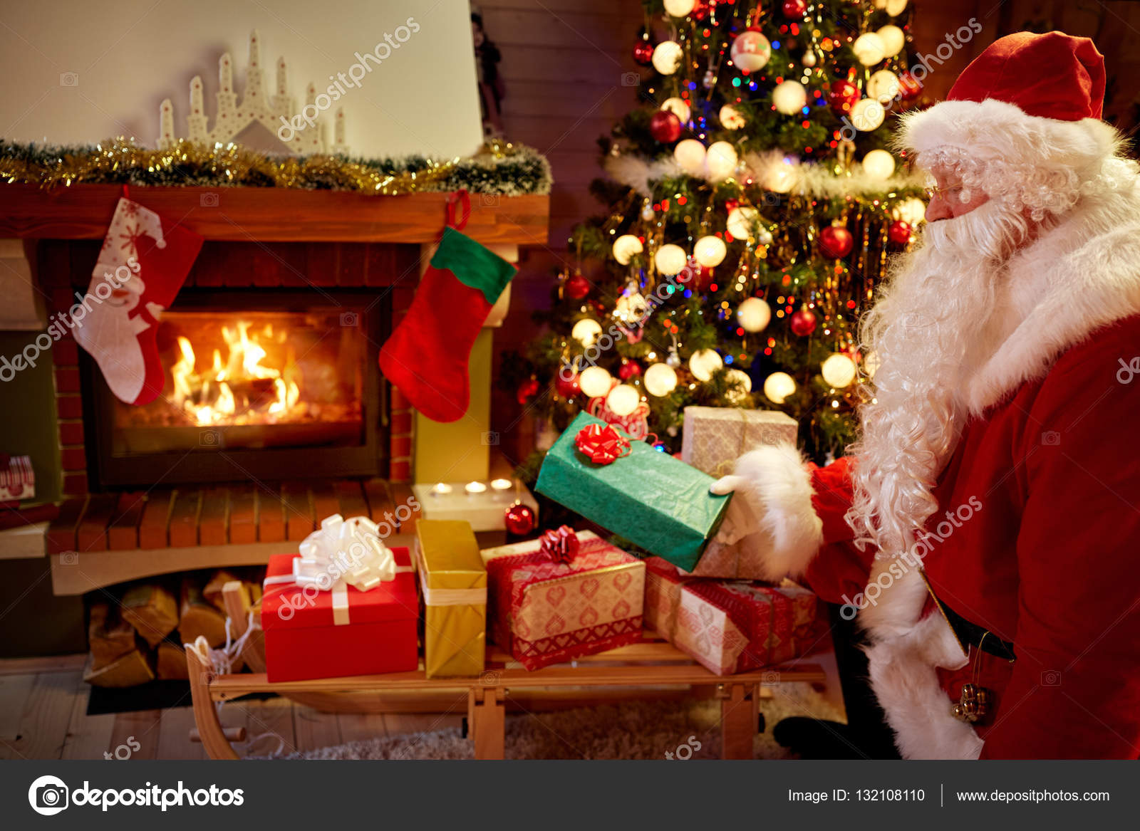 Santa Claus brought gifts for Christmas — Stock Photo © luckybusiness