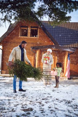 mutlu tatil - çocuk ailesiyle Noel, mutlu hazırlamak 