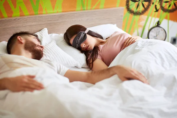 Couple sleeping together on morning — Stock Photo, Image