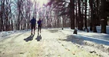 Karda çalışan çift Kış