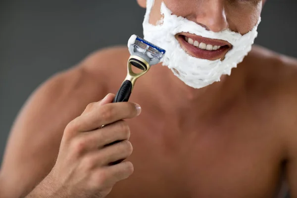 Close up of man shaving — Stock Photo, Image