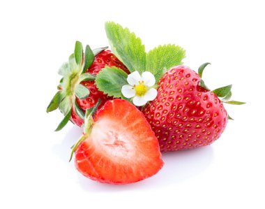 Yaprak ve çiçek ile çilek