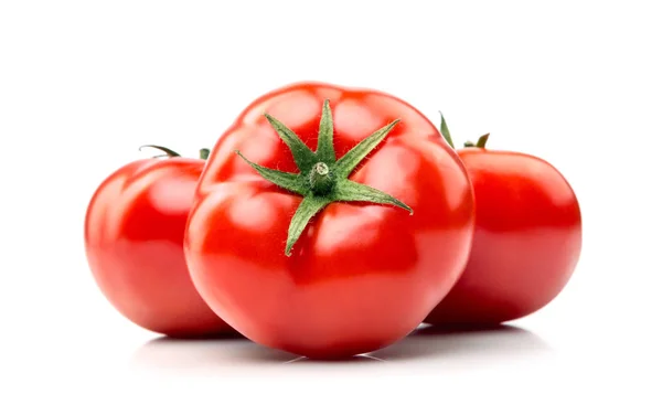 Tomates orgânicos sobre branco — Fotografia de Stock
