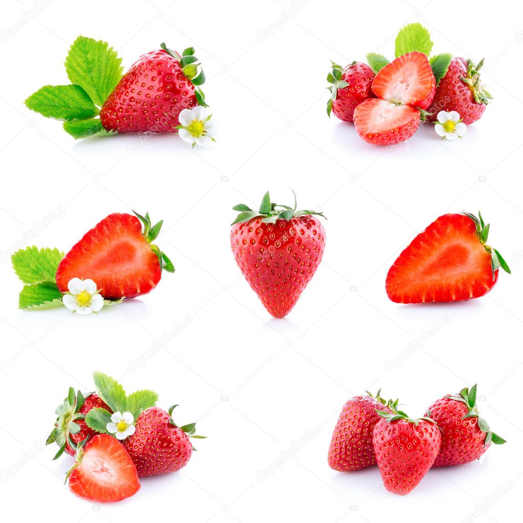 sweet strawberries isolated on white