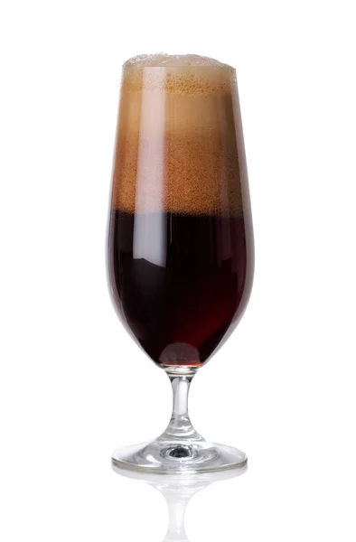 Dark beer with foam on white — Stock Photo, Image