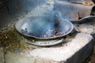 process of roasting Kopi luwak coffee clipart