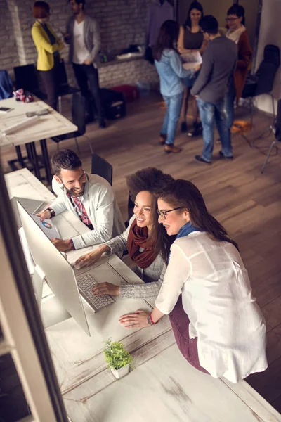 Consultation with business manager in office, top view — Stock Photo, Image