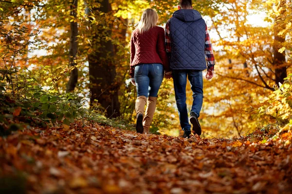 Parkta yürüyen bir çift.