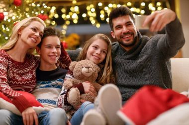 Aile Noel tatil selfie birlikte yapma 