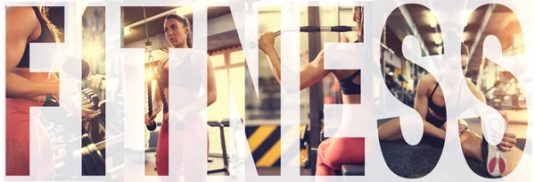 Woman Fitness Gym logo collage — Stock Photo, Image