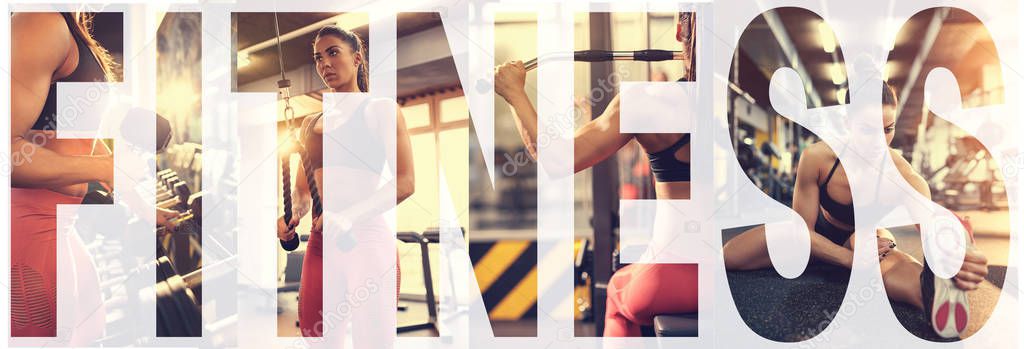 woman Fitness Gym logo collage
