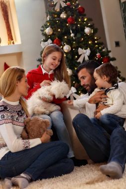 Çocuklu aile zevk Noel için evde 