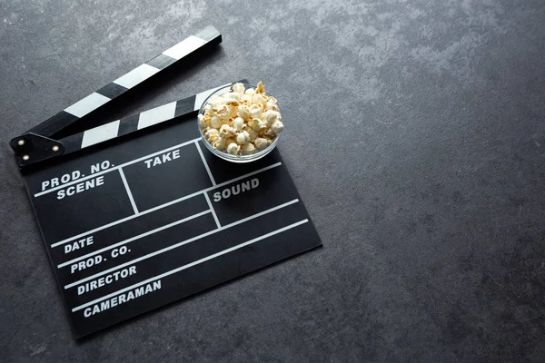 Cinema concept with movie theater elements set of clapper board — Stock Photo, Image