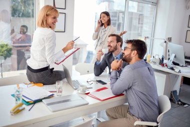 business colleagues working  in office. Business Team Meeting Id