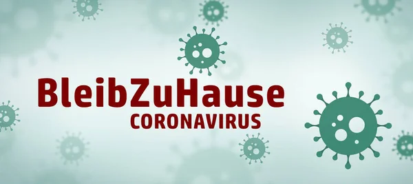 green Background of Coronavirus with virus illustration of global disease. Covid-19 concept and Stay at home sign