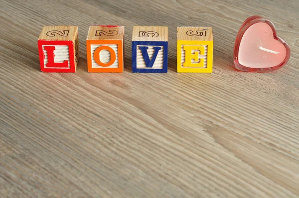 Valentine\'s Day.Love Spelled with colorful alphabet blocks