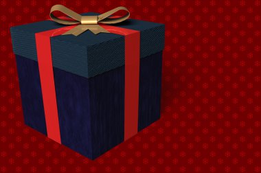 3D çizim: bir yay ile bir hediye kutusu