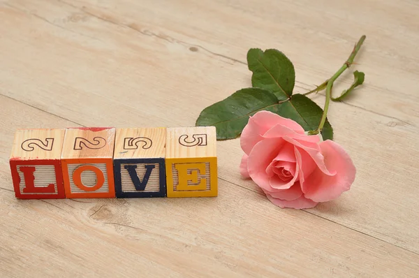 Valentine\'s Day.Love Spelled with colorful alphabet blocks