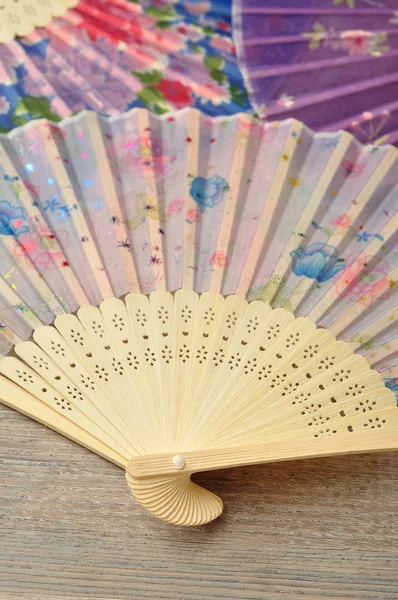 Collection of colorful hand fans